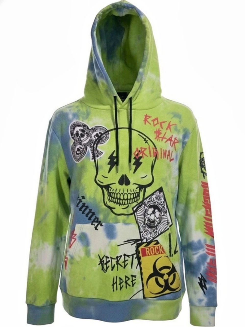 Rockstar Original graphic hoodie Tie-Dye Green & Blue Medium